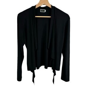 Sympli The Best Womens Cardigan‎ Sweater Black Romance Drape Front Size 10